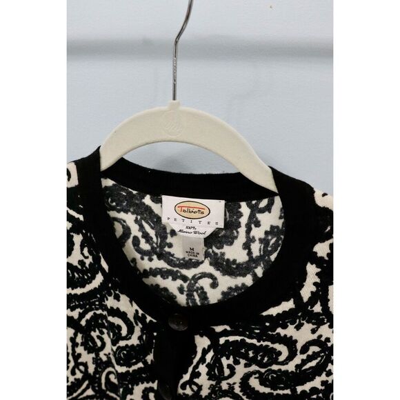 Vintage Talbots Black Paisley Cardigan M - Picture 3 of 4